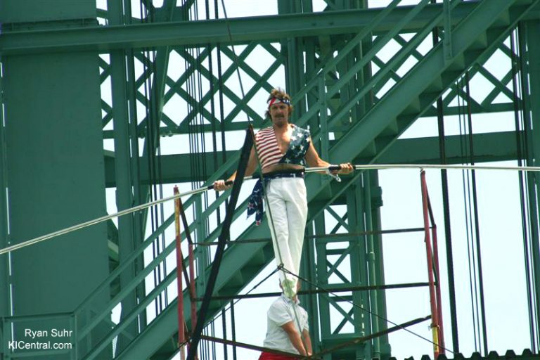 Rick Wallenda Does a Small Demonstration for the Media Two Days before his record breaking jump